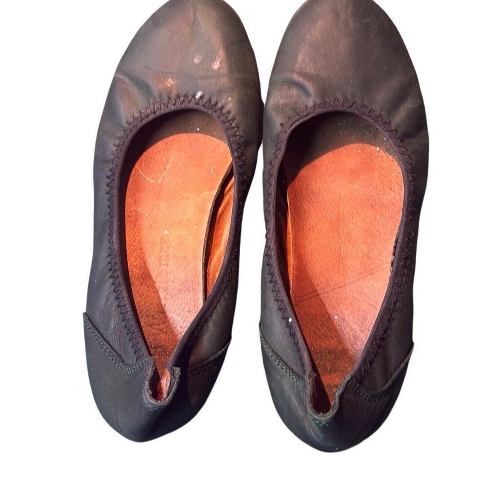 Bernie Mav Women's Forest Green Leather Slip On Comfort Ballet Flats Size 8.5